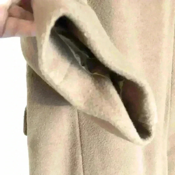 VTG CAMEL BROWN? MEDIUM BROWN? WOOL MENS LONG COAT L42 - Picture 3 of 14